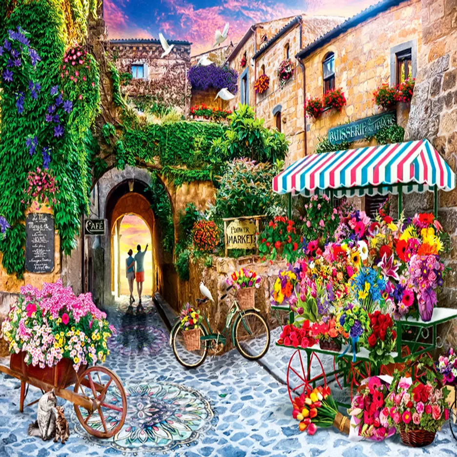 CHENISTORY DZ992417 Flower Market picture Diy Painting By Numbers handmade canvas Home Wall Art Picture