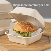 Boîtes à hamburger jetables en pulpe de canne à sucre, emballages pour desserts, gâteaux, tiramisu, boîtes à lunch, emballages alimentaires biodégradables, vente en gros