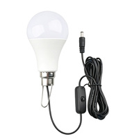 Ampoule LED DC5V pour usage extérieur avec câble de 2,8 m, prise DC5521, interrupteur marche/arrêt, crochet métallique pour un accrochage facile, CRI 80, 3000K/6500K, A19
