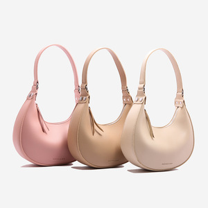 2025 printemps nouveau Style coréen femmes sac à bandoulière couleur unie demi-lune bandoulière sous les bras sac à main Simple tendance conception unilatérale - Product Image 2
