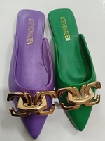 Élégantes Claquettes Noires Plates Célèbres Vente en Gros Chaussures Plates Tendance pour Extérieur Été Printemps et Automne Style à la Mode