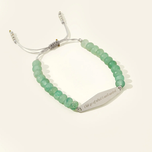 Bracelet en acier inoxydable plaqué or 18 carats PVD Jietao avec barre gravée et perles de jade aventurine naturel, bijou spirituel avec citation <span class=keywords><strong>positive</strong></span> - Product Image 4