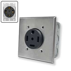 Prise industrielle NEMA14-50R 50A 125/250V avec plaque frontale et boîte de jonction, montage sur panneau robuste, prise 14-30/14-60/10-50R - Product Image 6