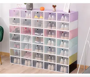 Moderne Schlafzimmer faltbare Schublade Fall Schuh Aufbewahrung boxen durchsichtigen Kunststoff stapelbare Lagerung transparenten Schuhkarton Organizer