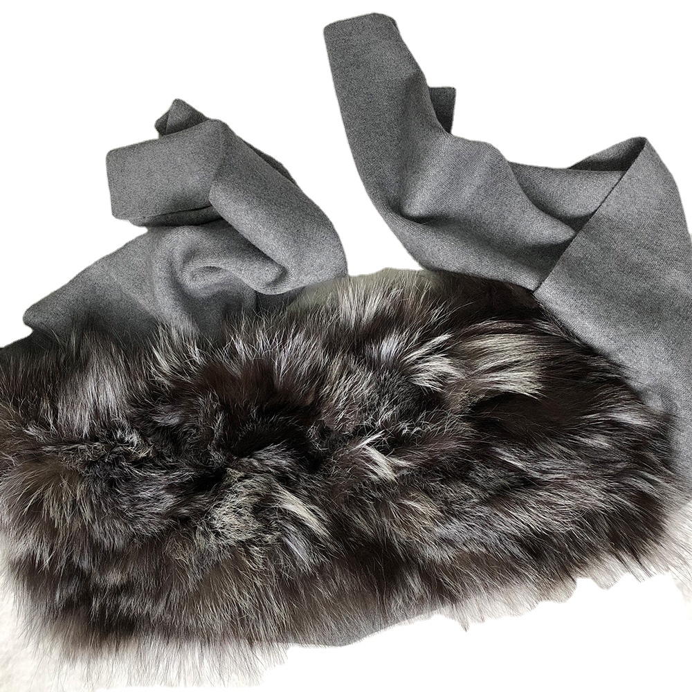 Cashmere Scarf 100% Real Fox Fur Luxury Mink Neck Warmer Ladies Fur Stole Women Scarf Shawl