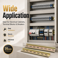 Rel Industri 35mm DIN Rail dengan Slot untuk Pemasangan Panel Otomasi Kabinet Listrik, Terminal Blok, Relay, Kontaktor