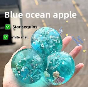 Kawaii Ocean Shell Apple Squishy Maltose Transparent Squeeze Toy Stress Relief Toy Slow Rebound Sensory Toy Moldable Green Apple - Product Image 2