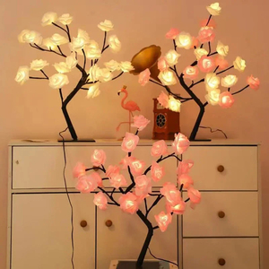 Wholesale LED Red Rose <b>Tree</b> Night Light <b>Plastic</b> Fairy Flower Table Lamp for Home Party Christmas Wedding Bedroom Decoration Gift - Product Image 4