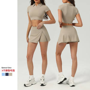 Nueva moda UPF 50 + Conjuntos de faldas para mujer 2 piezas Golf Sport Tennis Wear Luxury Plain Nude Feel Elástico Conjuntos de mujer de alta calidad - Product Image 1