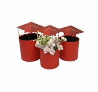 Graduation ensemble de trois pièces élégant fleur fraîche seau boîte artisanale étanche estampage Technique pour chapeau câlin cadeau donnant