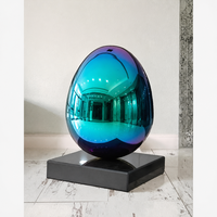 Sculpture d'œuf colorée en acier inoxydable, poli miroir, électroplaqué, pour la décoration intérieure des hôtels, des halls et des espaces commerciaux