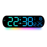 Reloj de Pared Digital YIDA TIME con Pantalla Grande, 11 Colores RGB Cambiantes, Control Remoto, Relojes LED con Luces Nocturnas, Cambio Automático de Horario de Verano