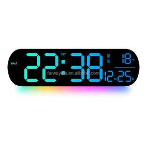 Kỹ thuật số Đồng hồ treo tường lớn hiển thị với 11 RGB màu sắc thay đổi điều khiển từ xa LED đồng hồ với đèn ban đêm tự động DST - Product Image 6