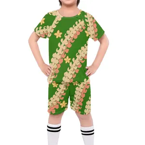 Comfortabele En Ademende Kindersportpakken Melia Plumeria Line Art Print Kindervoetbalpak