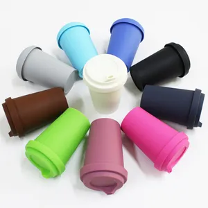 Tùy Chỉnh Sinh Thái Thân Thiện Tái Sử Dụng Có Thể Compostable 12Oz Silicone Phân Hủy Sinh Học Tái Sử Dụng Ecoffee Cup