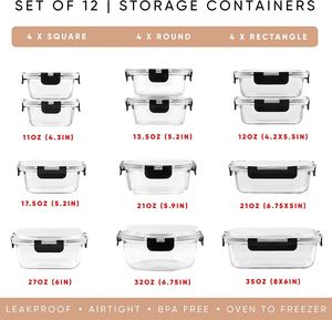 Ensemble de 12 contenants alimentaires en verre avec couvercles à fermeture hermétique améliorés, personnalisables et très demandés - Product Image 6