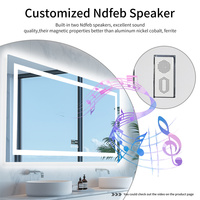 Miroir de salle de bain à double éclairage LED avec deux haut-parleurs Bluetooth Affichage de l'heure et de la température