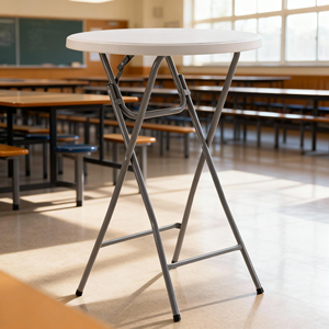 Meja Bar lipat plastik kelas berat, Meja tinggi 6 kaki untuk pesta koktail luar ruangan dan penggunaan acara - Product Image 1