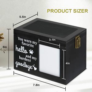 Pet Memorial Box for Dog or Cat Ashes Wooden Box Funeral Cremation Urns with Photo Frame Keepsake Box Pet <strong>Remembrance</strong> <strong>Gift</strong> - Product Image 4