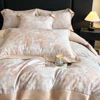 Ensemble de couette et de taies d'oreiller d'été personnalisé en coton 100% écologique de qualité supérieure, imprimé numérique à carreaux roses, 4 pièces
