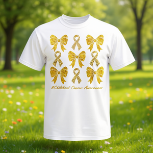 Camiseta con lazo dorado para concienciación sobre el cáncer infantil para mujeres y niñas - Product Image 3