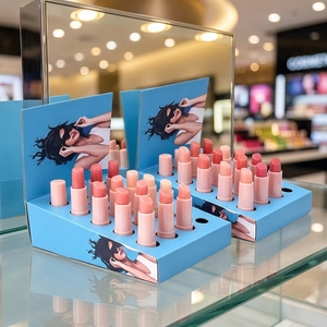 Boîte de présentation PDQ pliable personnalisée en carton ondulé écologique avec plateau incliné amovible et support sans outil pour rouges à lèvres et cosmétiques - Product Image 3