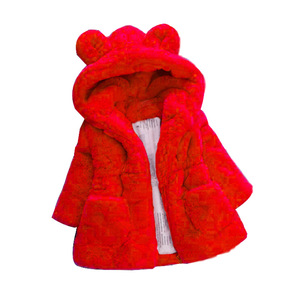 Cappotto per Bambina con Cappuccio in Finta Pelliccia e Orecchie da Orso, Chiusura <span class=keywords><strong>a</strong></span> Zip, Vita Elastica e Tasche Applicate - Product Image 6