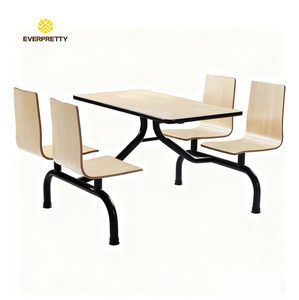 Meubles de restaurant de restauration rapide au design moderne, <span class=keywords><strong>table</strong></span> et chaises en panneaux de bois pour café, 4 personnes, pour la salle à manger et l'école - Product Image 2