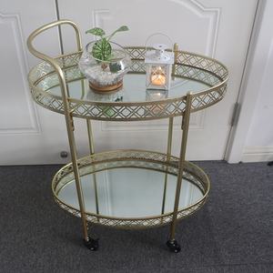 थोक धातु सेवा अंडाकार मिनी स्लाइवर सोने की सेवा करने वाला बार कार्ट फूड कार्ट - Product Image 2