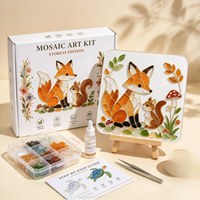 Kit d'art en mosaïque de verre, ensemble de carreaux de verre à créer soi-même avec chevalet en bois, décoration de table, cadeau pour enfants et adultes
