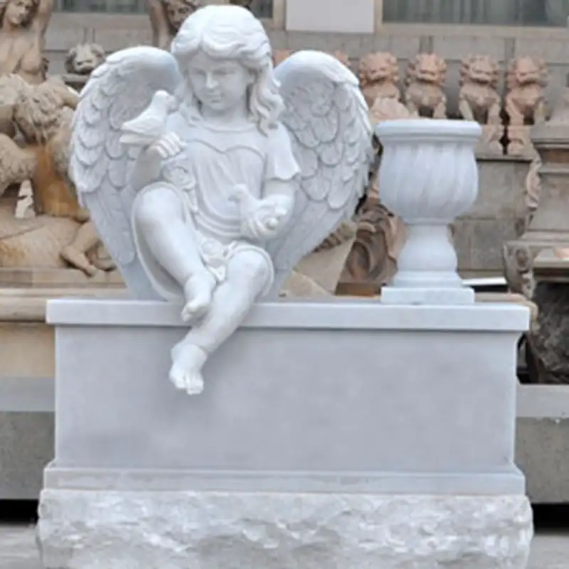 A buon mercato Prezzo di vendita Bianco europa marmo bambino statua di angelo Lapide per graves con incisione