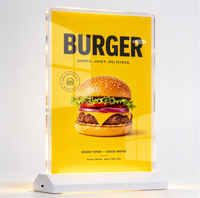 Boîte lumineuse publicitaire LED en verre trempé A4, luminosité réglable, chargement USB, panneau de menu pour bar, restaurant