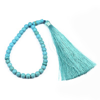 Tasbih Muslim Manik-manik Doa 8mm 99pcs Batu Turquoise Biru Alami Gelang Manik-manik Geometris Perhiasan Religius Islam Unisex