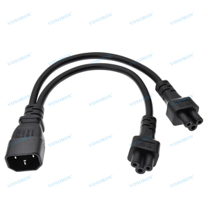 C14 để 2xc5 Splitter điện cắm ngắn dây, đơn IEC 320 C14 Nam để kép C5 Nữ Y Splitter Adapter Dây cáp 1ft - Product Image 1