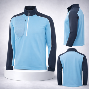 Fabricantes de Ropa Personalizada, Sudadera Deportiva para Hombre, con Parches, Transpirable, Elástica, con Cierre de Cremallera 1/4, Bordada, para Golf y Actividades al Aire Libre - Product Image 1