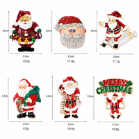 Bros Natal Santa Claus Berlapis Emas, Kristal Berkilau, Berhiaskan Rhinestone, Enamel, Pin Mewah untuk Jas, Syal, Liburan, Pernikahan