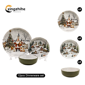 Giáng sinh Bộ đồ ăn 3D dập nổi tuyết bít tết phương Tây Đồ đá tấm thiết lập sáng tạo đơn giản gốm tráng miệng bát cốc máy rửa chén - Product Image 4