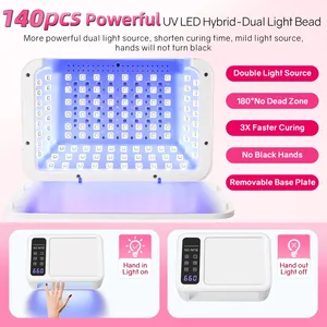 Lámpara de uñas LED UV de 480W para curar esmalte en gel, lámpara de uñas profesional de 140 LED con 4 ajustes de temporizador, función de blanqueamiento, herramientas de salón - Product Image 3