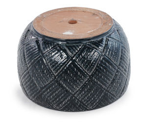 Pot de fleurs en céramique de style américain, gris foncé-noir, motif elliptique, finition émaillée, trou de drainage, 28,5 kg, écologique - Product Image 5