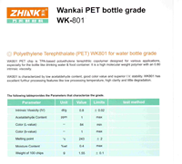 Résine PET de qualité bouteille en vrac WK-801, copeaux de polyéthylène téréphtalate PET IV0.80 IV0.84 pour bouteilles d'eau potable
