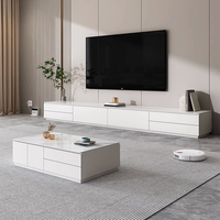 Moderner Luxus-TV-Schrank mit weißer Schieferplatte und LED-Beleuchtung für Wohnzimmer, Schlafzimmer, Hotel, multifunktionaler Kaffee- und Teetisch