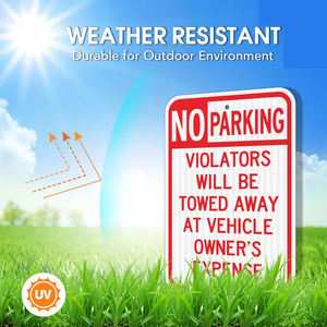 لافتة معدنية مخصصة للسلامة المرورية عاكسة للضوء بتصميم مربع تحمل عبارة 'ممنوع الوقوف' و'ممنوع التدخين' - Product Image 4