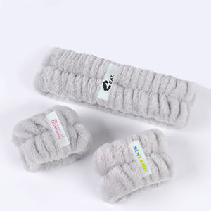 Custom Logo Microfiber Coral Fleece Spa Wristband Microfiber Headbands for <strong>Bath</strong> - Product Image 3