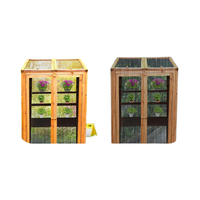 Commerçants 120x69x49cm Serre De Jardin En Bois Cadre Froid Panneaux En Polycarbonate Transparent PVC Étagères Amovibles Facilement Assemblées