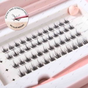 Pestañas Postizas de Racimo Naturales con Logo Personalizado, Pre-Encoladas, Estilo <span class=keywords><strong>Manga</strong></span> Anime, de Larga Duración, con Pinzas Rosadas - Product Image 1