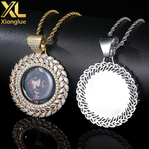 Collier pendentif personnalisé avec cadre médaillon pour photo, serti de zircons, pour femme - Product Image 3
