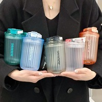 Gobelet à café réutilisable de 14 oz avec couvercle et paille pour les voyages, la maison, le cyclisme, la conduite – Tasse isotherme en plastique
