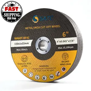 संयुक्त राज्य अमेरिका गोदाम शिपिंग के भीतर 24 एच 25 पैक कट बंद पहियों 6 x.045x7/8 "धातु काटने डिस्क
