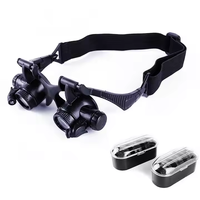 LED Jeweler Watch Repair Magnifier 10X 15X 20X 25X Magnifying Eye Glasses Loupe Durable Metal Material