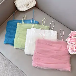 New Summer Sleeveless Children Top Solid Color Sweet Girls Blouses